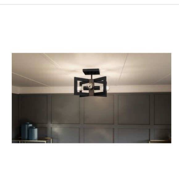NEW!! Ashley Harbour Eastmar 4-Light 9-in Matte Black Semi-Flush mount light - Picture 2 of 9